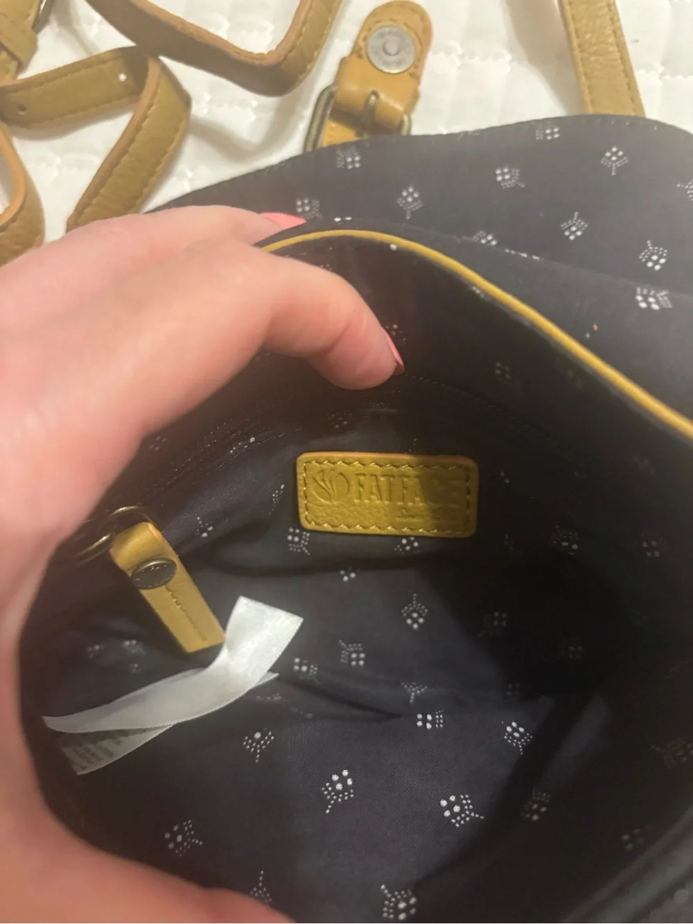 Fatface Mustard Yellow 100% Leather Crossbody Bag - Classic Buckle Design